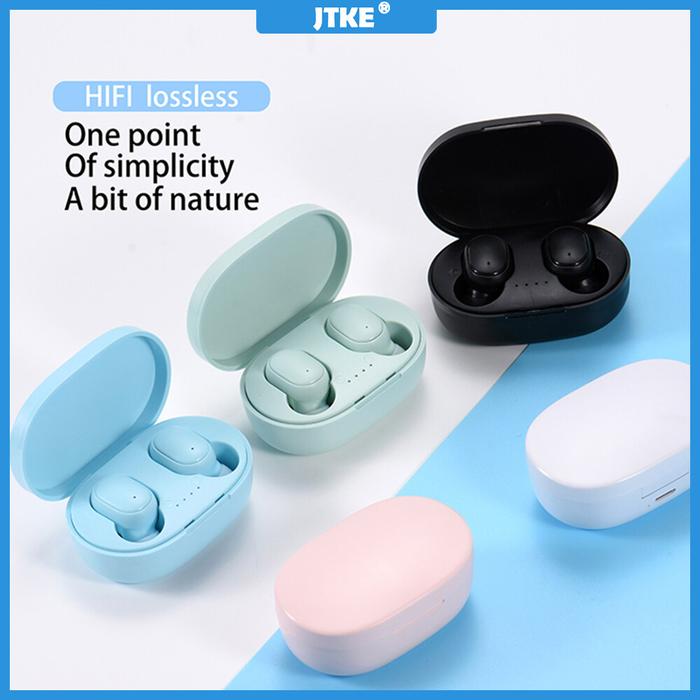 JTKE TWS Earphone Bluetooth 5.0 Nirkabel, Earbud Bass Stereo Peredam