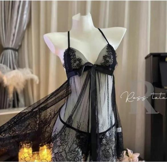 Lingeria Dress Transparan Ikat Tali Depan Baju Tidur Wanita Baju Dinas 2029