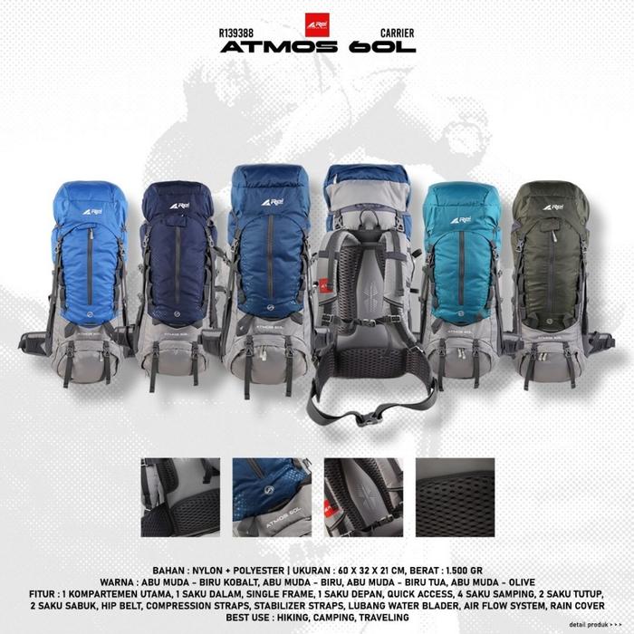 TAS RANSEL CARRIER GUNUNG AREI ATMOS 60 LITER ORIGINAL CARRIER GEISER 60L CARRIER TOBA 60L CARRIER A