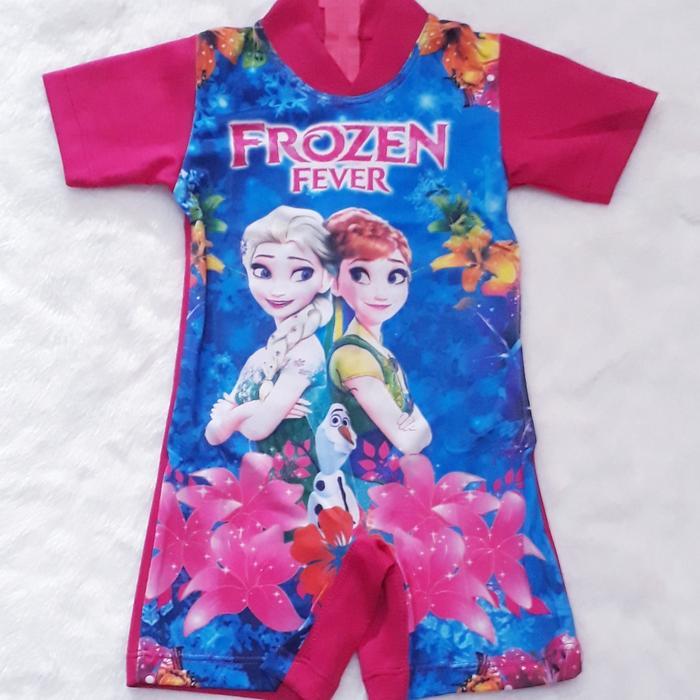 baju renang baby frozen magenta