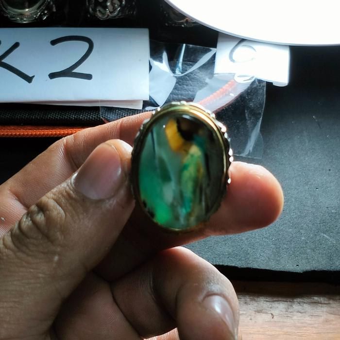 CINCIN BATU AKIK ASLI NATURAL 100% GARUT PANCAWARNA CIKOLAK - MOTIF ORANG - BGT032 batu akik