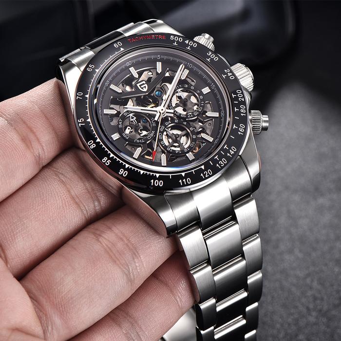 Top trends New PAGANI DESIGN 40MM Fashion Rainbow Bezel Men Mechanical Wristwatch Stainless Steel 10