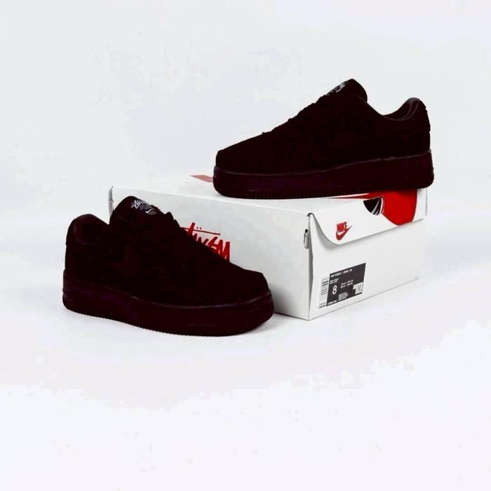 Sepatu Nike Air Force 1 Low x Stussy Fossil Stone All Black