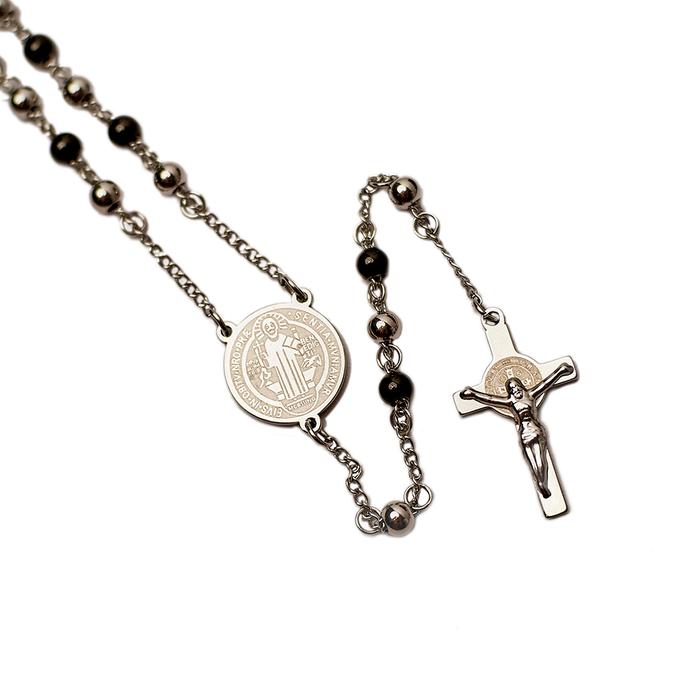 Rosario Titanium 5mm / Harces Santo Benediktus Kalung Titanium Rosario Kalung Salib Katolik