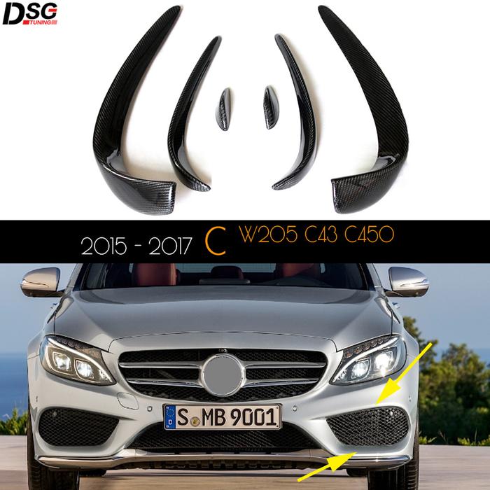 Carbon Fiber Front Bumper Splitter Canards for C Class W205 C205