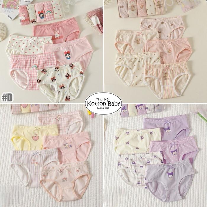 Pakaian Dalam Anak Perempuan 3-8Thn || (5 Pcs) Cd Celana Dalam Brief Underwear Anak Boxer Perempuan 