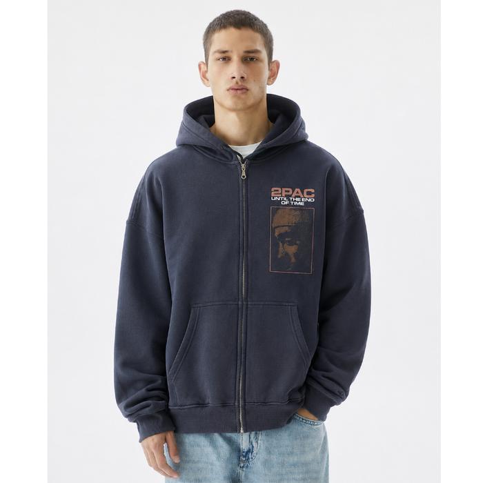 Hoodie Zipper Oversize Biru Tosca 2Pac Mc.F Supply co