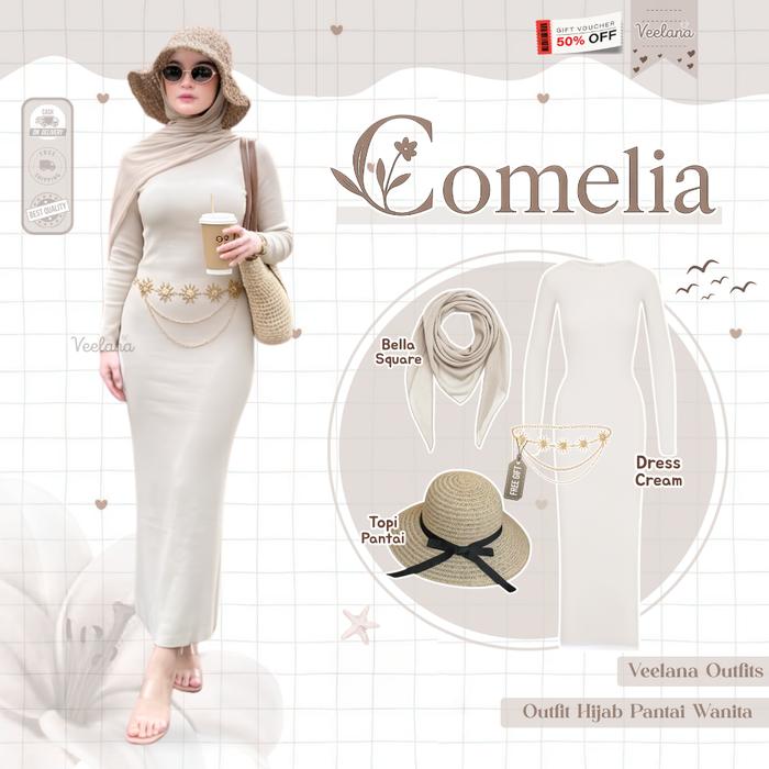 Outfit Dress Pantai Wanita Hijab Style ( Jilbab, Dress, TopI Pantai ) Outfit Trend Pantai - V45