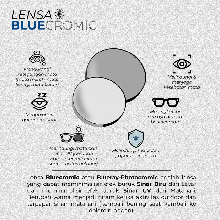 Motomoe - Lensa Bluechromic Blueray Photocromic Anti Radiasi Silau UV Gaming Berubah Warna Hitam Tra