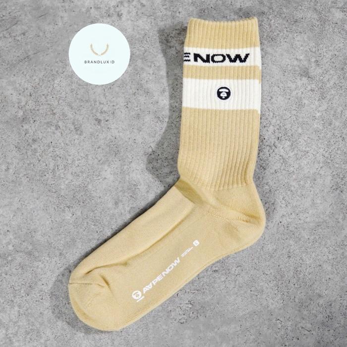 Aape by A Bathing Ape Now Text Black Long Sock in Beige & Camo (unisex)