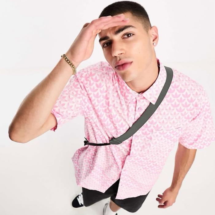 Kemeja Adidas Originals Monogram AOP Shirt Pink