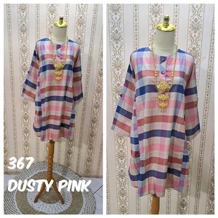 Tunik Atasan Mini Dress Kotak" Katun Yanded(adem)JUMBO size fit to 2L.3L.4L.5L