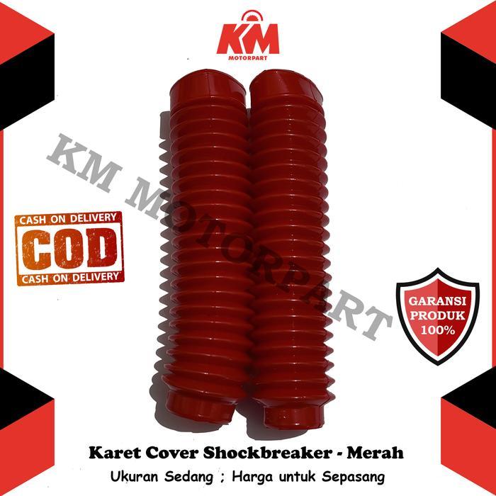 Karet Shock Depan JUMBO 26cm Cover Pelindung Sok Trail KLX CRF Byson KTM Dll Bahan Karet - MERAH