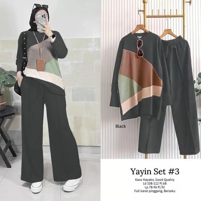 Setelan Wanita Trendy // Yasin Set #3 // Setelan Wanita Terbaru Terlaris 2024 Bahan Kaos Hayako // C