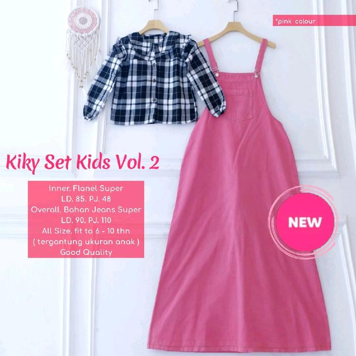 Nayla Nikmah - Kiky set kids oneset overall dress jeans inner kemeja flanel anak tanggung remaja ABG