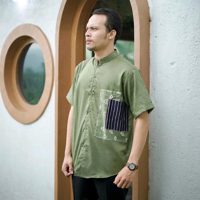 ABUYA.ID Kemeja Koko Batik - Batik Pria Kombinasi - Koko Kombinasi Pria-Baju Batik Pria Koko -  Komb