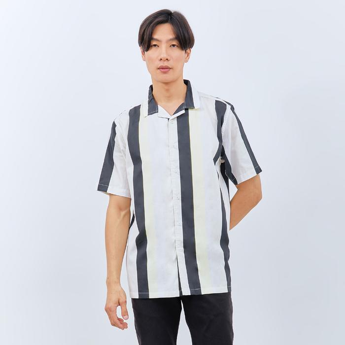 M231 Kemeja Pria Stripe Hawaii Pendek Putih 2850