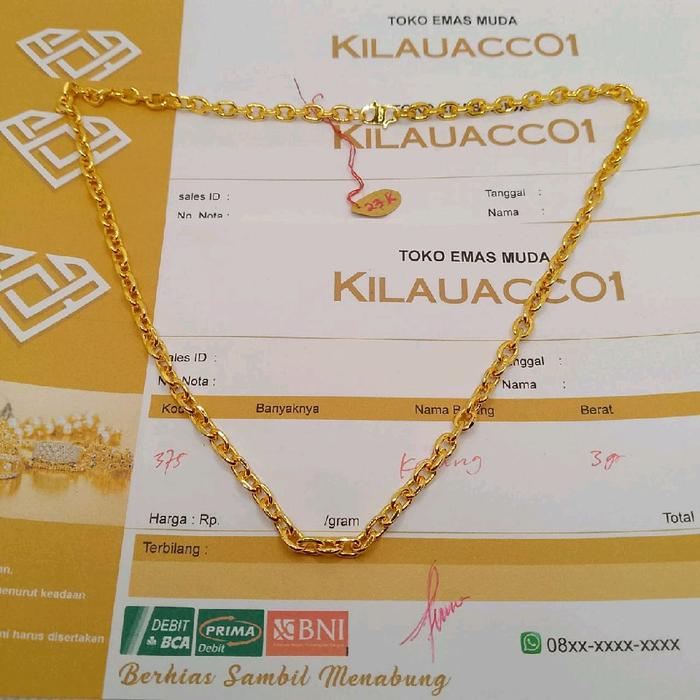 kalung rantai Nori motif perhiasan emas muda perhiasan pria/wanita motif emas muda dapat surat dari