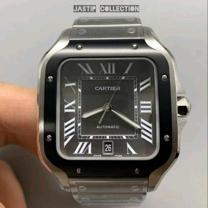 JAM TANGANCARTIER SANTOS DE CARTIER GRAY DIAL STRAPP RUBBER AUTOMATIC 40MM
