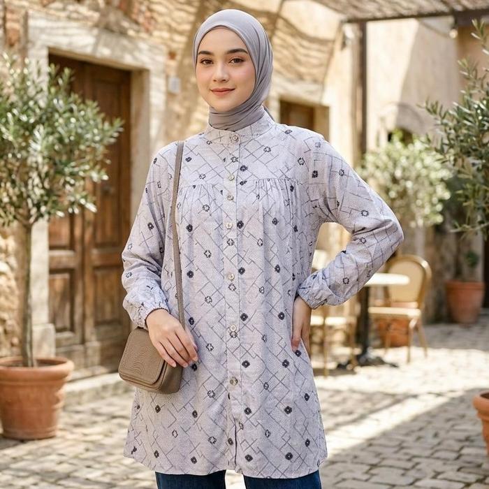 Atasan Kemeja Blouse Katun Twill Heringbone by QLA