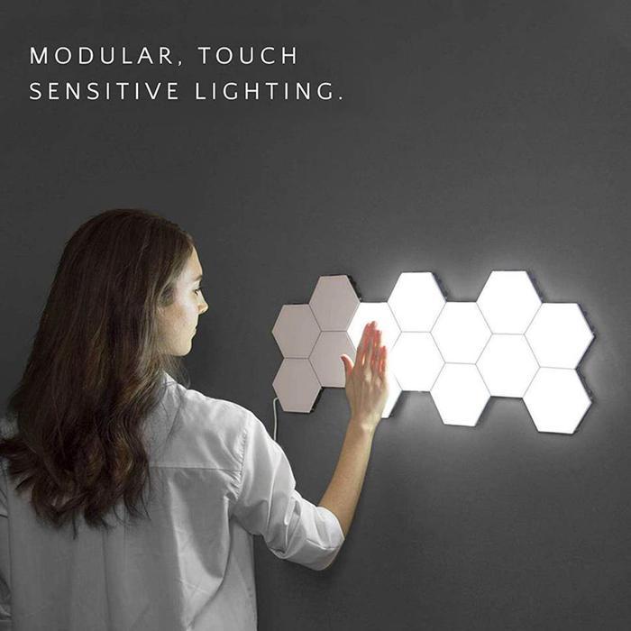 Lampu Hias Dinding Kamar Tembok Hexagonal Touch Sensor Cool White
