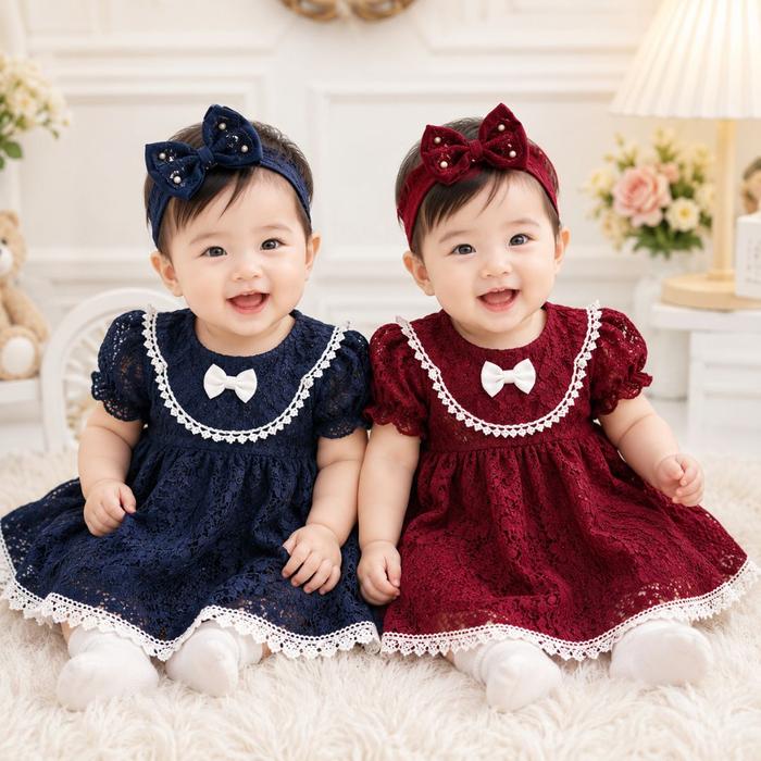 Little Naosy Dress Premium Anak Perempuan Newborn SDTM166 -  Dress Bayi Elegance Baju Pesta Girl Gau