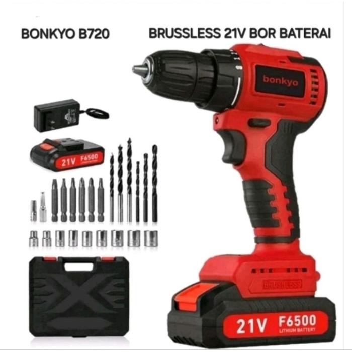 Bonkyo B720 Brussless Mesin Bor Baterai Cordless Brussless Baterai Litium type LXT 21V 10mm mesin B