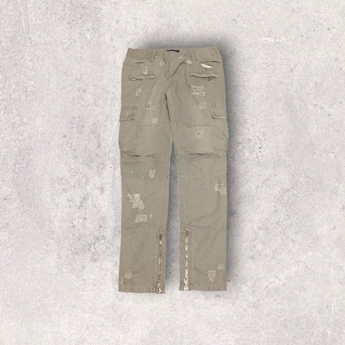 Balmain Paris Distressed Beige Cargo Pants Original