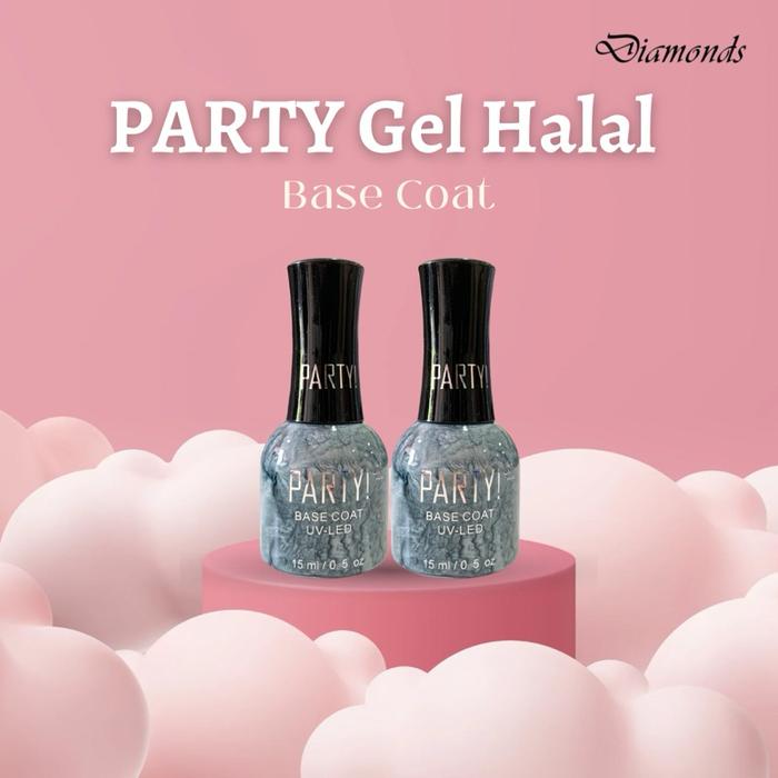 DMD - PARTY! GEL HALAL BASE COAT - PARTY BASE PEEL OFF - KUTEK GEL HALAL MURAH 15ML