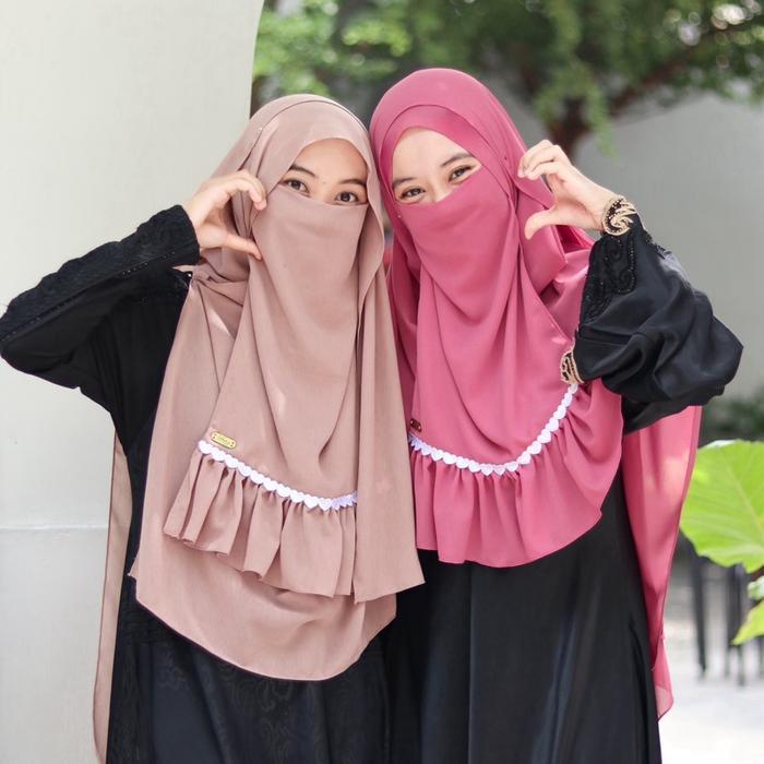FAHIMY NIQOB - Pasmina Ameena + cadar tali rempel renda love | size jumbo  ceruty baby doll  Syari N