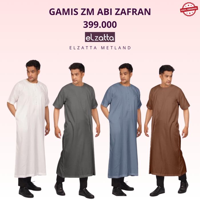 Jubah Pria Dewasa Zatta Men Gamis Zm Abi Zafran Lengan Pendek Bahan Katun Madina