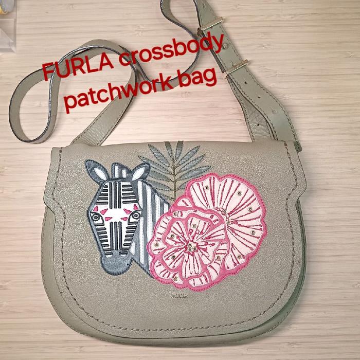 Furla ori authentic crossbody bag patchwork pattern, made in Italy. Tas selempang branded FURLA. Pre