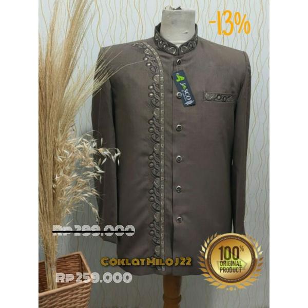 Jasko Busana Muslim pria Dewasa Jas koko Semi Jas Coklat putih hitam milo dll