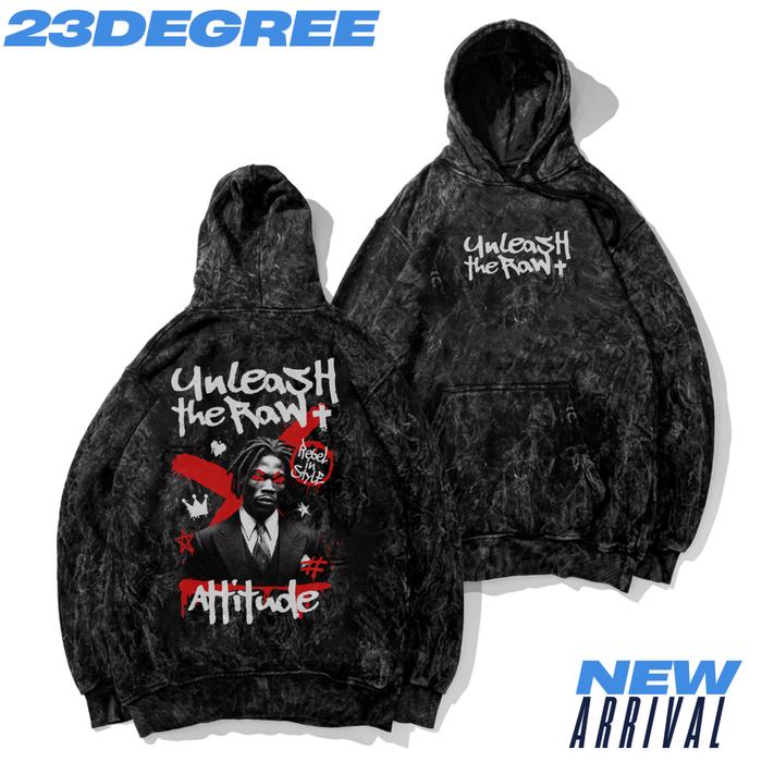 23Degree - Jaket Hoodie Sandwash Distro Cowok Motif Terupdate Baru Bahan Katun Fleece - ATTITUDE'