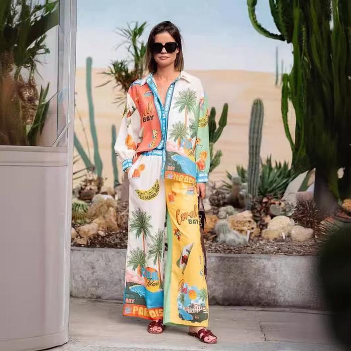 PEPONI set setelan top long sleeve + long pants woman premium / setelan pantai wanita / beachwear ba