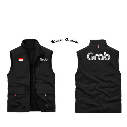 Rompi Paling Termurah !!! Rompi Outdoor Grab Terbaru 2026, Rompi Hiking Outdoor Zipper, Rompi Kasual