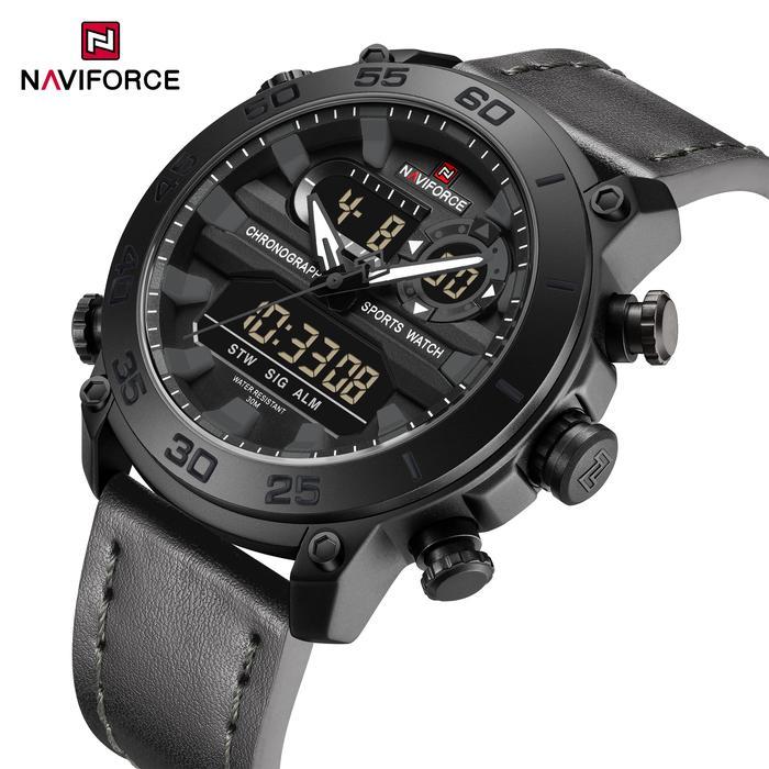 Jam Tangan Pria Digital Navi Force Original Tahan Air NF 9144 B/W/B
