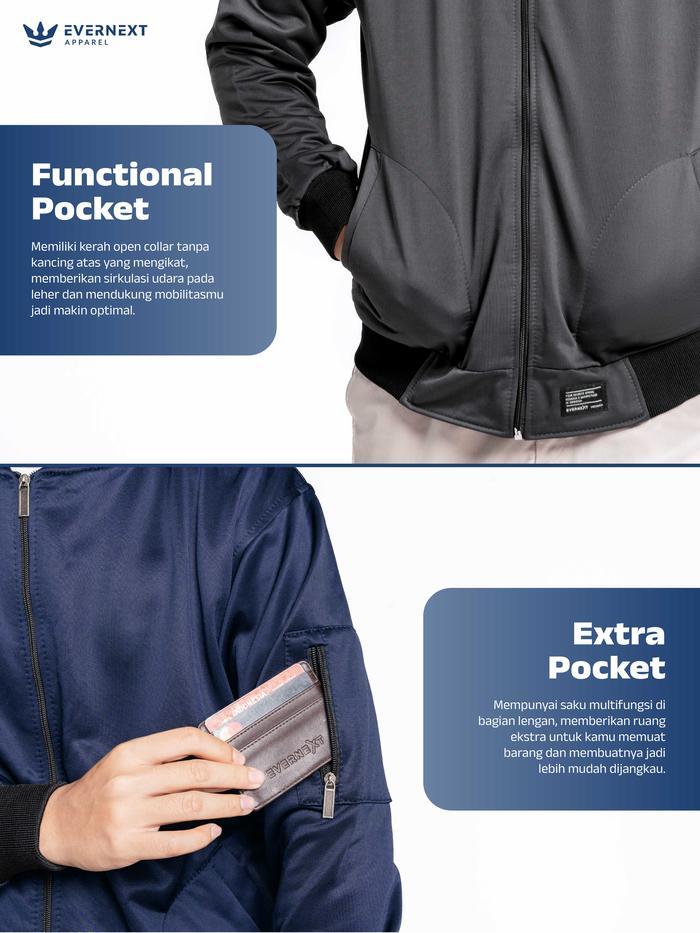 Eiger - EVERNEXT - Bomber Polos Raven  Pria Jaket Polos Cowok Jaket Casual Pria Jaket Motor Pria