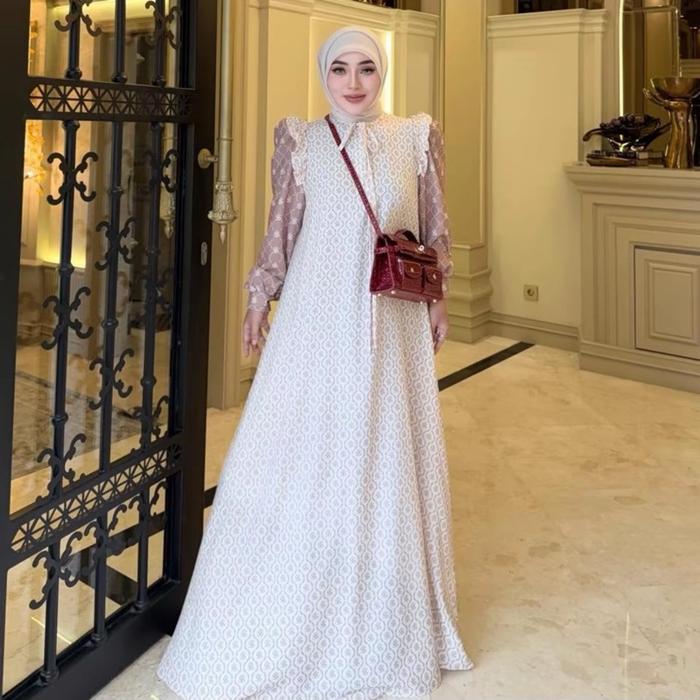 ShellaSaukia Gamis Printing Premium Viral Trendi elegant best seller ORI SS