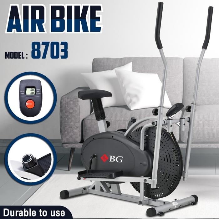 BG SPORT Sepeda Eleptical Bike Triner Orbitrack Statis Fitness Air Bike Grey 8703