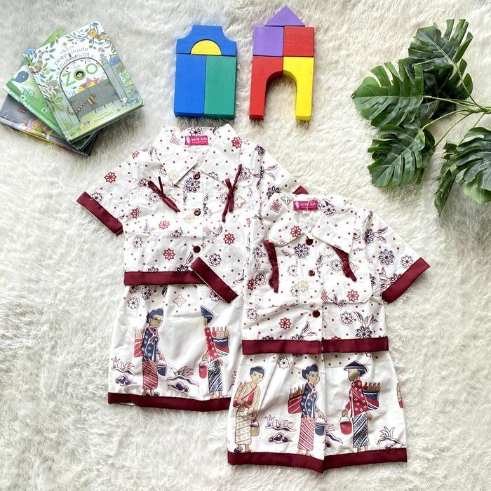 Ready Gan Esther Setelan Batik Anak Perempuan Bu Tedjo Maroon Putih Lucu Ready Gan