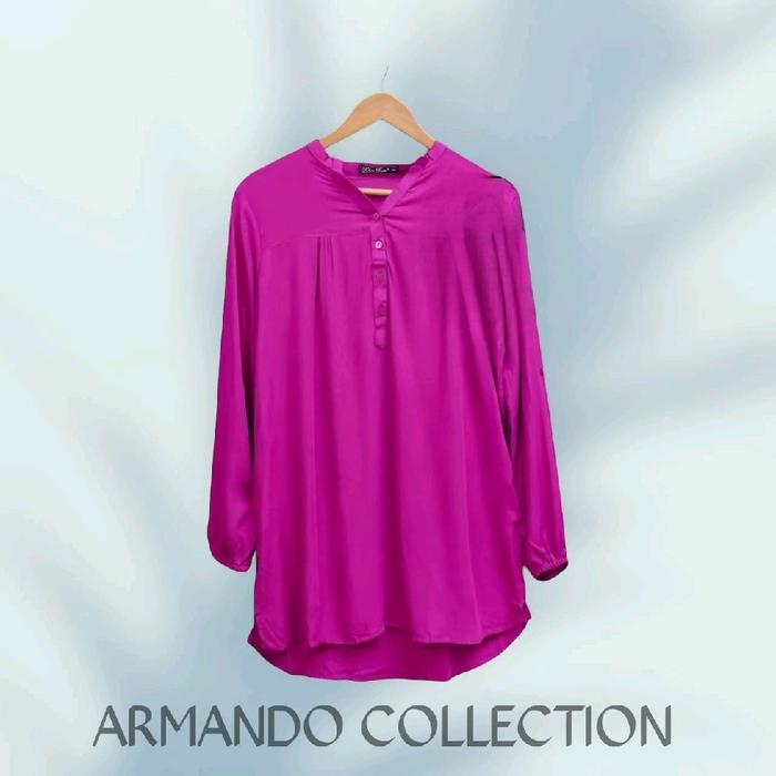 BLOUSE RAYON POLOS JUMBO WARNA MAGENTA/ ATASAN WANITA