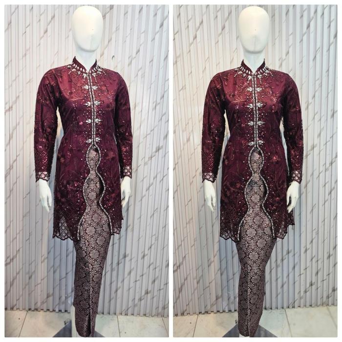 kebaya Fatmawati tille payet Tunik kombinasi payet mutiara