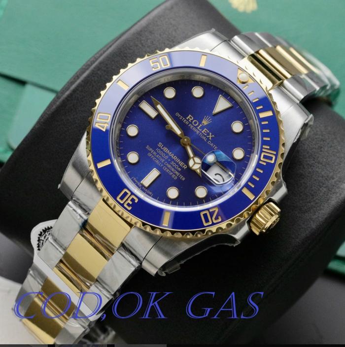 COD OK GAS SWISS TIER 5RolexSubmariner Dial Blue Watches Custom GOLD Wrapped 40mm