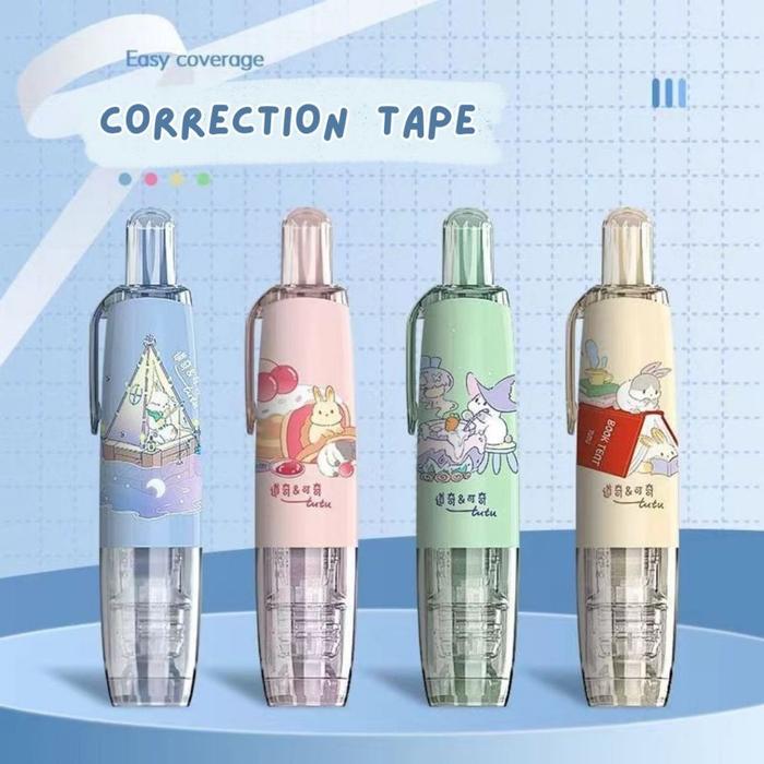 Tipe Ex Kertas Correction Tape Retractable Pita Koreksi Tekan Mekanik Lucu Bisa Refill