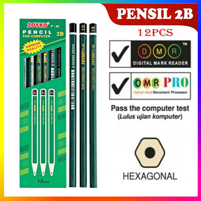Pensil 2B Joyko P-88 Hijau (12Pcs) / Pensil Komputer / Pensil UN / Pensil Ujian / Pensil Murah