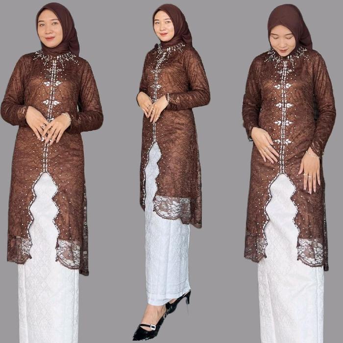 Set kebayak tunik rok songket lilit Setelan