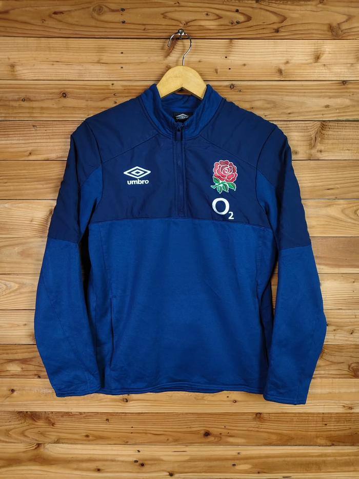 UMBRO ENGLAND RUGBY UNION HALZIP TRACKTOP JACKET SIZE ON TAG ASIA M, LD 98