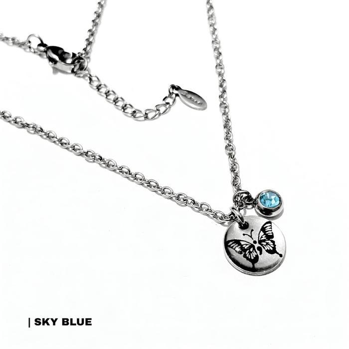 PREMIUM GE- Semicolon Butterfly Necklace | kalung wanita anti karat Stainless Permata