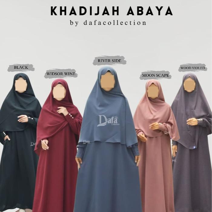 ABAYA KHADIJAH - DEWASA ANAK - BAHAN JETBLACK - ONE SET